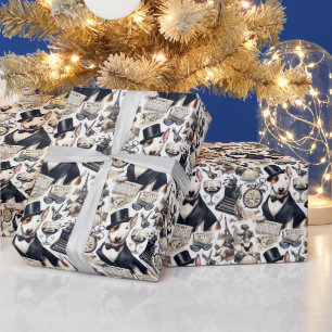 Vintage Bull Terrier Pattern Wrapping Paper