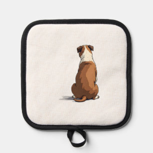 Vintage Bulldog Rear View Illustration Dog Lover G Pot Holder