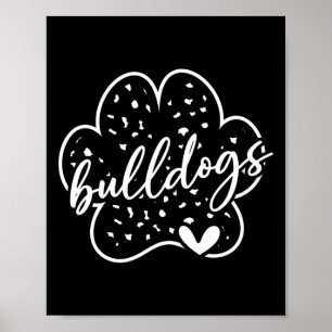 Vintage Bulldogs Team Pride School Spirit Back To Poster