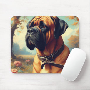 Vintage Bullmastiff Painting Mouse Pad