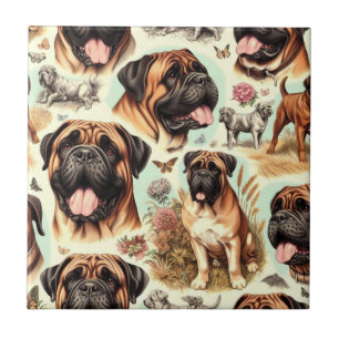 Vintage Bullmastiff Seamless Ceramic Tile
