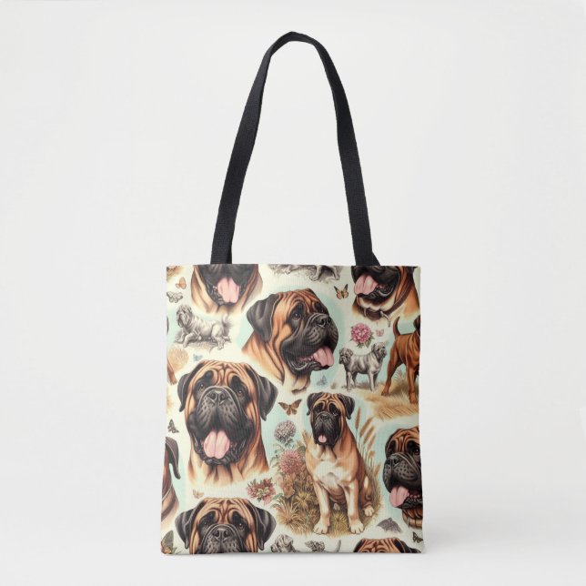 Vintage Bullmastiff Seamless Tote Bag (Front)