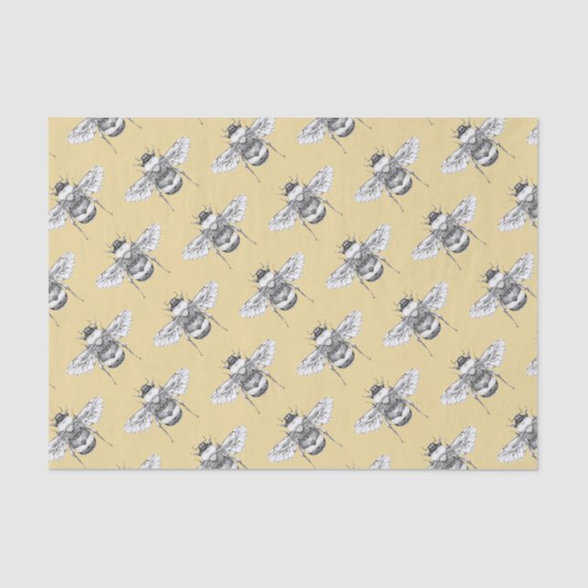 Vintage Bumble Bees Tissue Paper (Front)