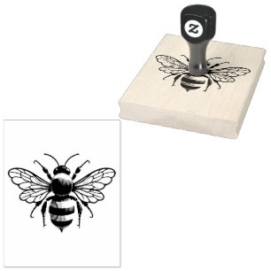 Vintage Bumble Honey Bee Rubber Stamp