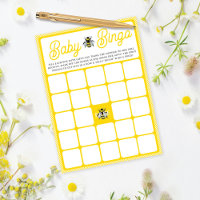 Vintage Bumblebee Baby BINGO Baby Shower Game Card