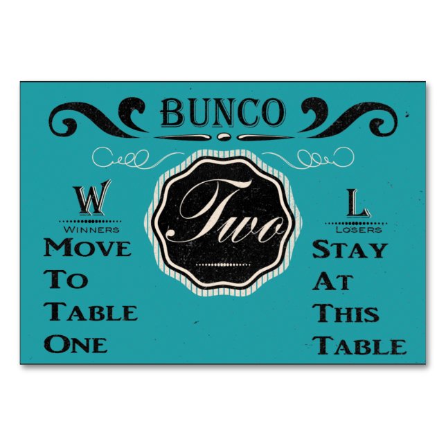 Vintage Bunco Table Card - #2 (Front)
