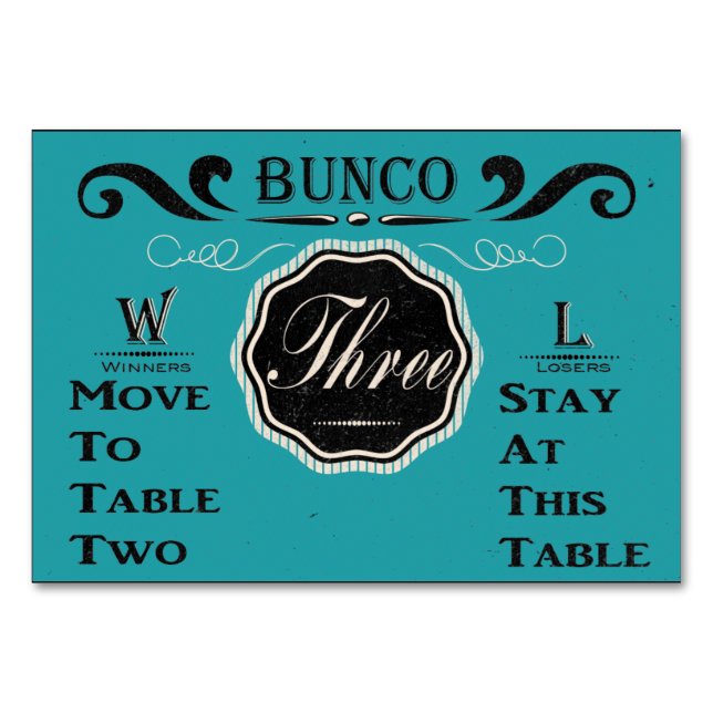 Vintage Bunco Table Card - #3 (Front)