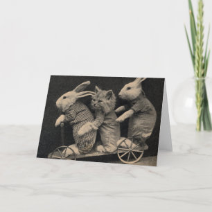 Vintage - Bunnies and Kitten, Card