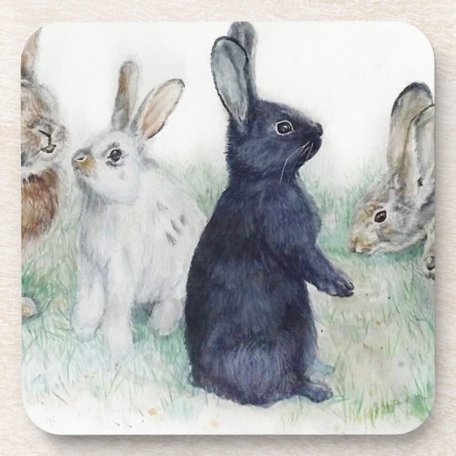 Vintage bunnies, happy easter    coaster (Front)