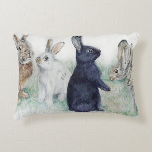 Vintage bunnies, happy easter decorative cushion