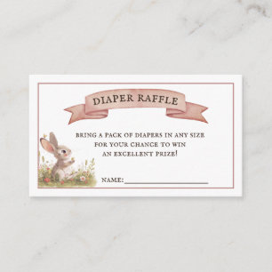Vintage Bunny Baby Shower Diaper Raffle Enclosure Card
