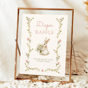 Vintage Bunny Baby Shower Diaper Raffle Sign