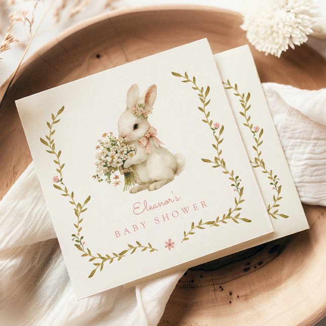 Vintage Bunny Baby Shower Napkin (Creator Uploaded)