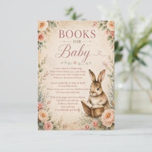 Vintage Bunny Book New Chapter Begins Baby Shower Enclosure Card