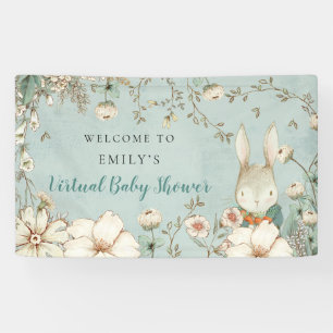 Vintage Bunny Boy Welcome Virtual Baby Shower Banner