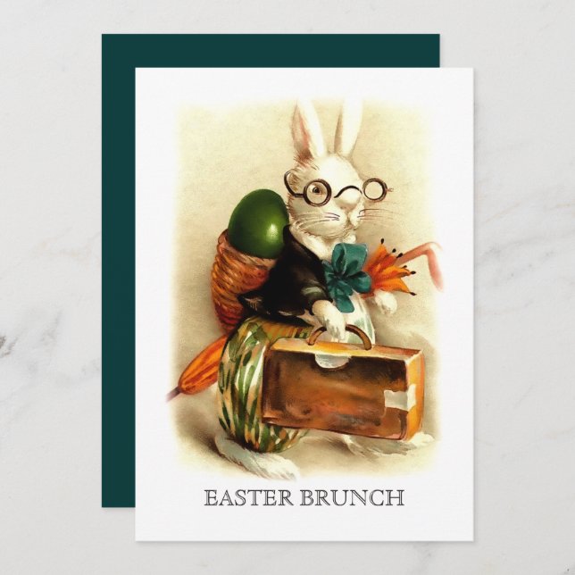 Vintage Bunny Custom Easter Brunch  Invitation (Front/Back)