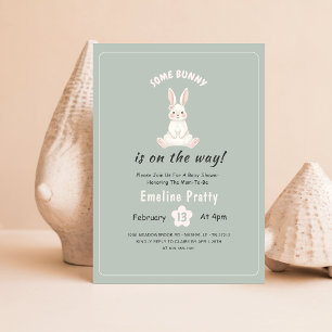 Vintage Bunny Cute Rabbit Floral Girl Baby Shower Invitation