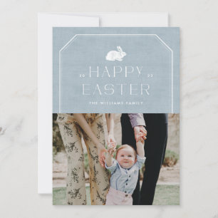 Vintage Bunny Easter Photo Card - Blue
