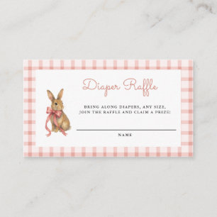 Vintage Bunny Girl Baby Shower Diaper Raffle Enclosure Card