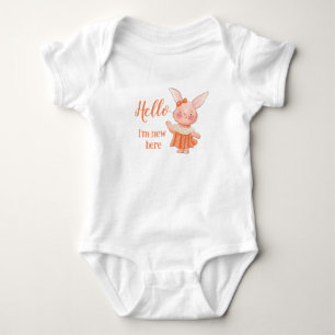 Vintage Bunny Girl Hello New Baby Bodysuit