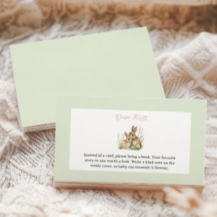 Vintage Bunny Green Gingham Diaper Raffle Enclosure Card