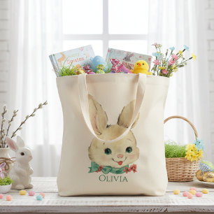 Vintage Bunny Personalised Easter Tote Bag
