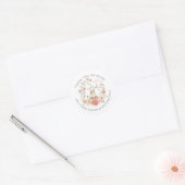 Vintage Bunny Pink Floral Thank You Baby Shower Classic Round Sticker (Envelope)