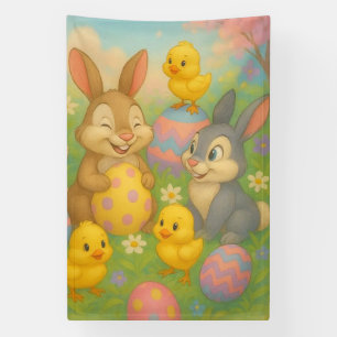Vintage Bunny/Rabbit Easter Egg/Spring Banner
