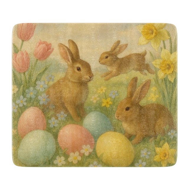 Vintage Bunny/Rabbit Easter Egg/Spring  Cutting Board (Front)
