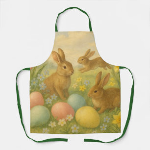Vintage Bunny/Rabbit Easter Egg/Spring Fleece Apron