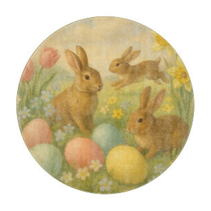 Vintage Bunny/Rabbit Easter Egg/Spring Fleece Cutting Board