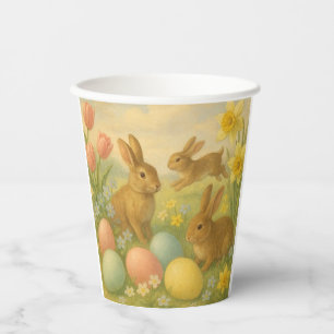 Vintage Bunny/Rabbit Easter Egg/Spring Fleece Paper Cups