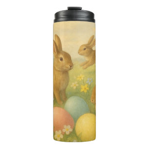 Vintage Bunny/Rabbit Easter Egg/Spring  Fleece  Thermal Tumbler