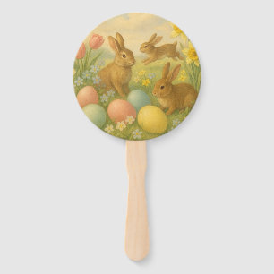Vintage Bunny/Rabbit Easter Egg/Spring   Hand Fan