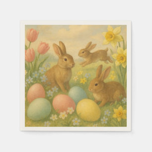 Vintage Bunny/Rabbit Easter Egg/Spring Napkin