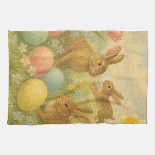 Vintage Bunny/Rabbit Easter Egg/Spring   Tea Towel