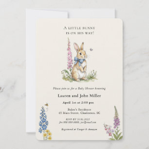 Vintage Bunny Rabbit Gender neutral Baby Shower Invitation