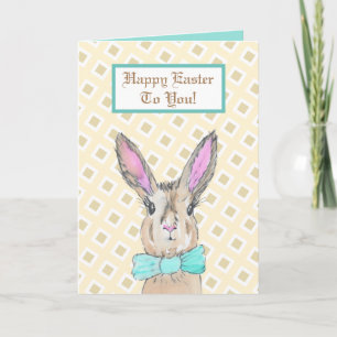 Vintage Bunny Rabbit Happy Easter Card