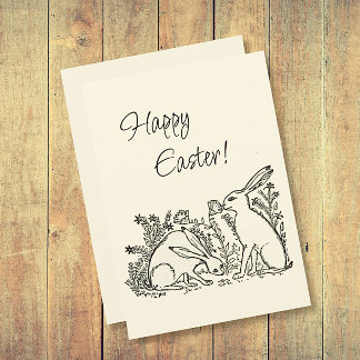 Vintage Bunny Rabbit Happy Easter Holiday Card