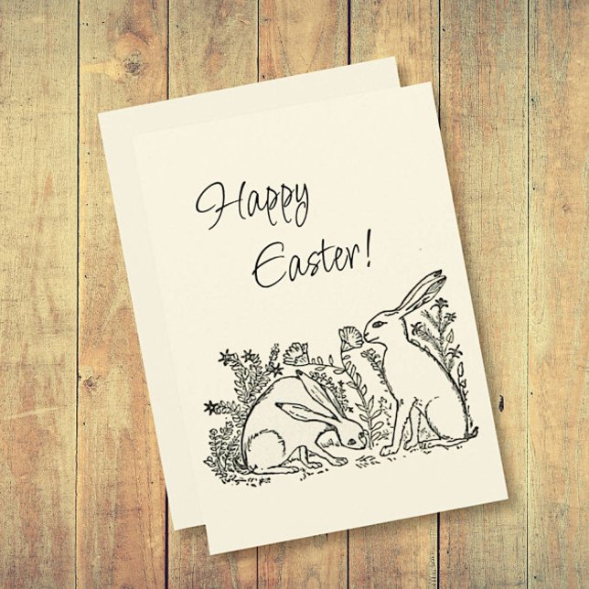 Vintage Bunny Rabbit Happy Easter  Holiday Card (Creator Uploaded)