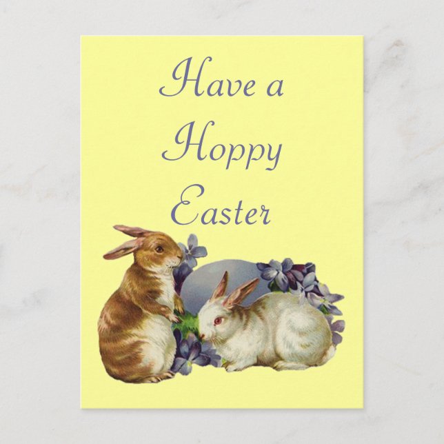 Vintage Bunny Rabbits Holiday Postcard (Front)