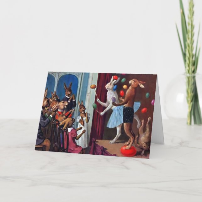 Vintage Bunny Show Easter Card (Front)