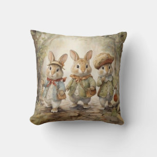Vintage Bunny Throw Pillow