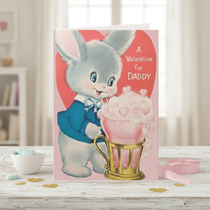 Vintage Bunny Valentine for Daddy Custom Retro Holiday Card
