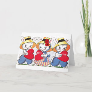 Vintage Bunny Valentine's Day Greeting Card