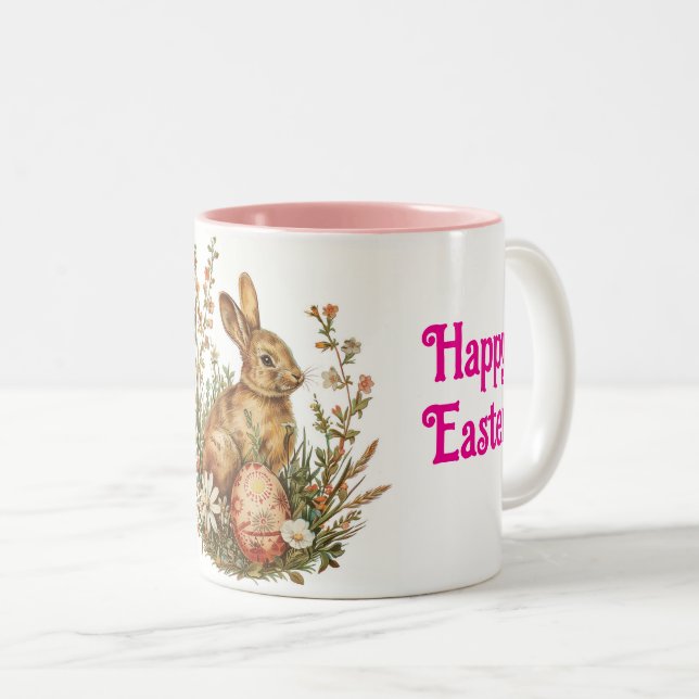Vintage Bunny With Egg Easter Mug (Front Right)