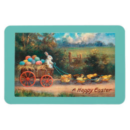 Vintage Bunny With Wagon Magnet