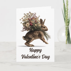 Vintage Bunny With Wildflowers Card
