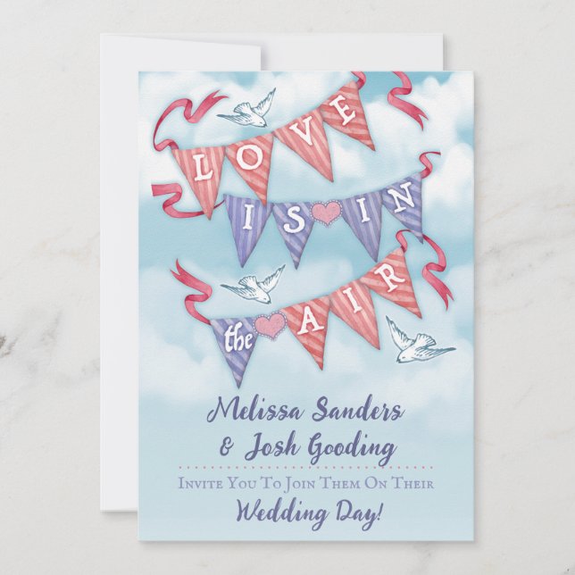 Vintage Bunting Wedding Invitations  (Front)