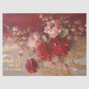 Vintage burgundy and blush roses gold ornament tissue paper